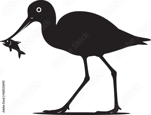 Elegant avocet bird in flight silhouette vector art
