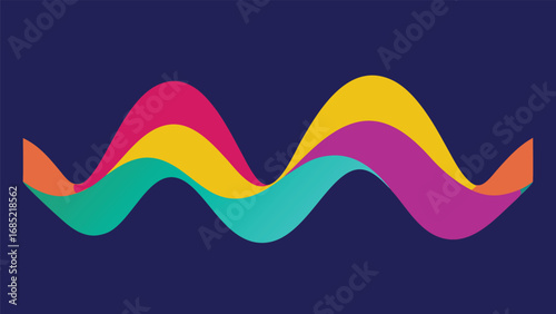 Colorful wavy lines forming a sound wave or abstract data visualization vector illustration
