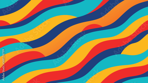 Colorful Wavy Stripes Seamless Pattern Background Keywords: abstract, background, wavy stripes, pattern, seamless, colorful, vibrant, modern, graphic design, art, creative, simple, clean, blue