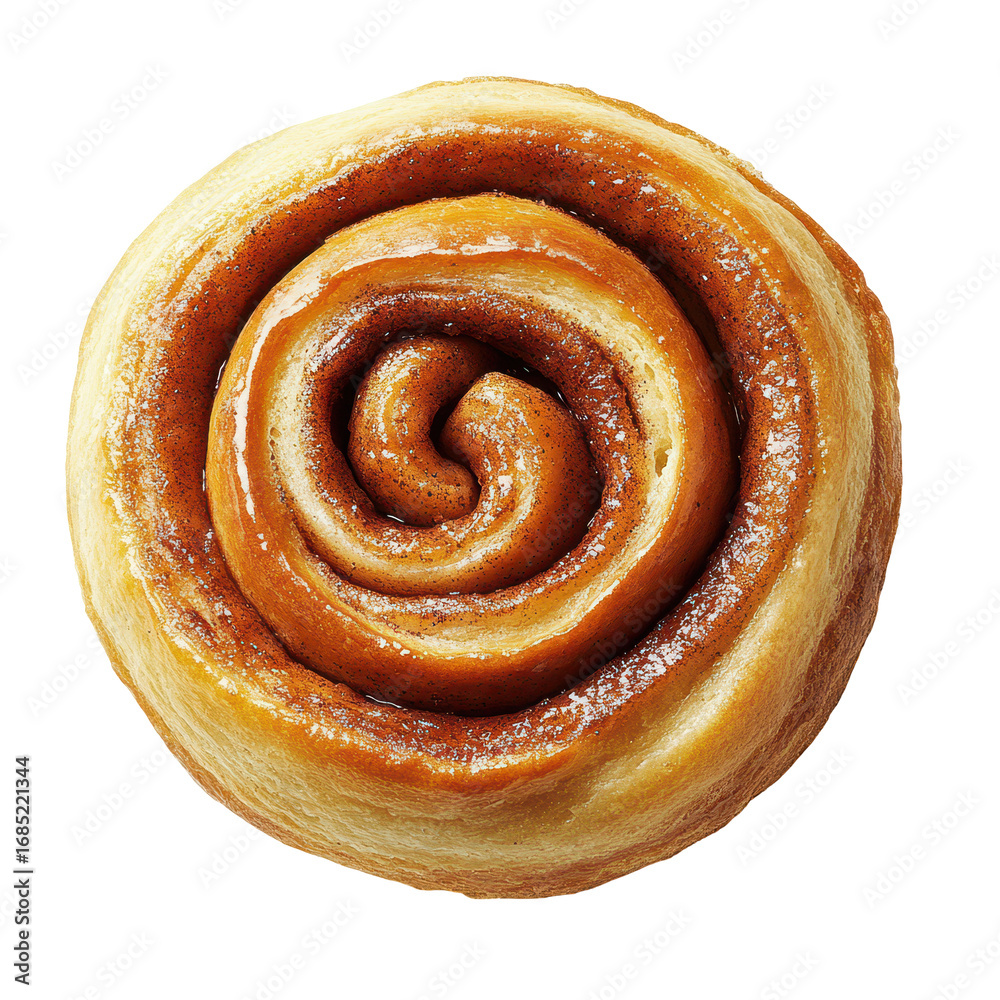 Fototapeta premium A beautifully glazed cinnamon roll, ready to enjoy for breakfast.