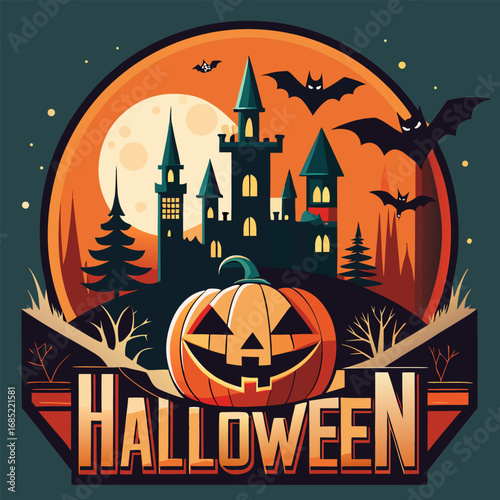 Festive happy halloween themed vector illustration