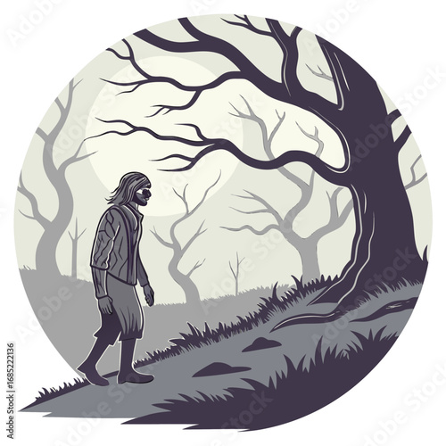 Spooky ghoul vibes halloween themed illustration
