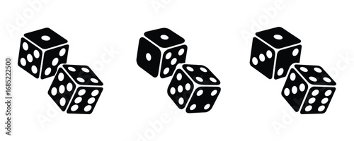 gamble  icon set vector on white background.  dice, number, game, luck, gamble, risk, chance, play, casino, random, bet, cube, symbol.