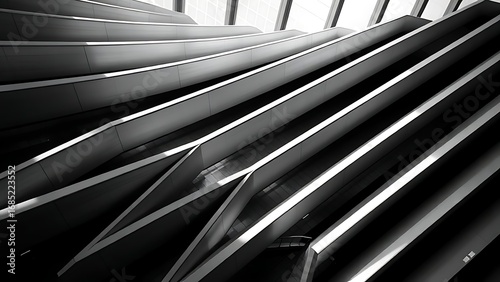 Abstract architectural lines in monochrome, highlighting modern design and contrast.