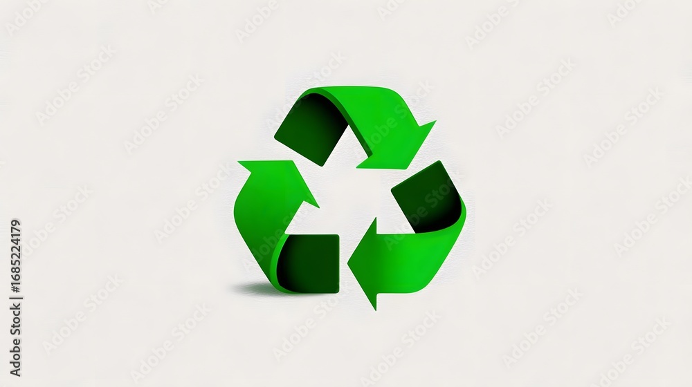 Obraz premium Green recycle symbol icon representing environmental conservation and promoting sustainable waste management practices.
