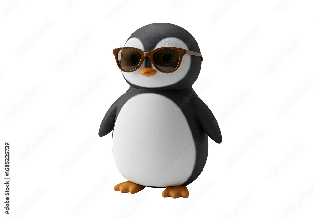 Obraz premium Cartoon Penguin Wearing Sunglasses on white background