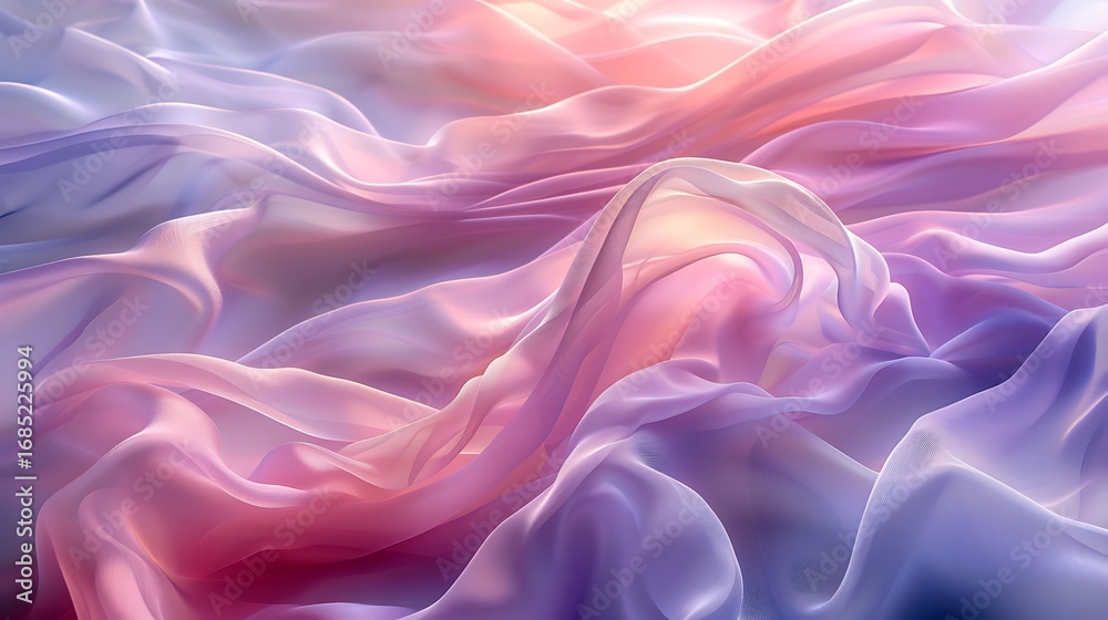 Obraz premium Soft Fabric Waves in Pastel Gradient Colors at Sunset