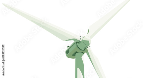 Powerful wind turbine generating clean energy against a clear blue sky, symbolizing sustainability