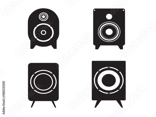 Professional Speaker Device Icon Designed in Bold Silhouette Vector Artwork