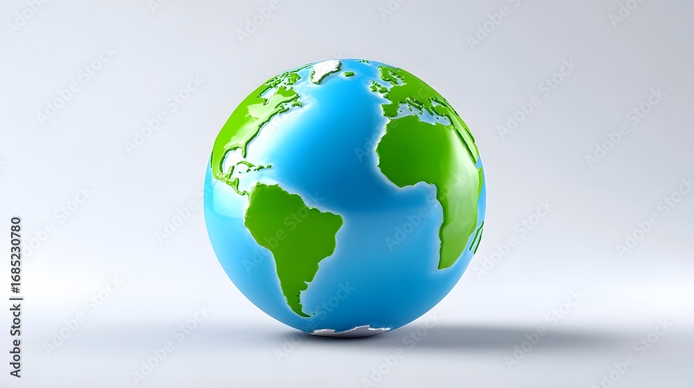 Fototapeta premium A colorful, three-dimensional globe depicting the landmasses and oceans of the planet Earth, symbolizing the diversity and interconnectedness of our global environment.