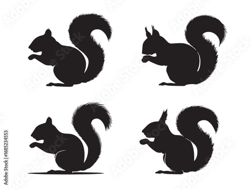 Playful Squirrel Animal Icon in Bold Minimal Wildlife Silhouette Vector Illustration