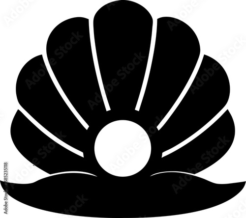 Silhouette oyster shell and pearl icon sea life vector illustrator