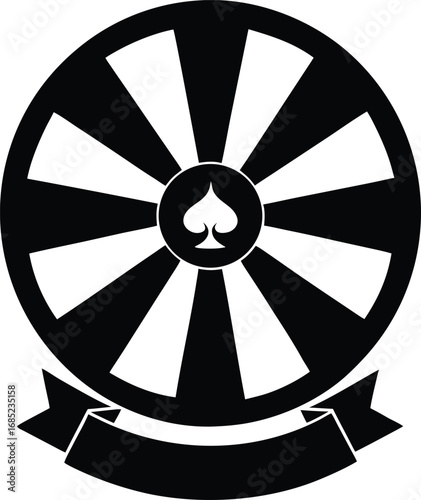 Black spade wheel icon vector