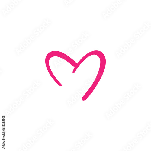 Letter m heart, line geometric symbol simple logo vector