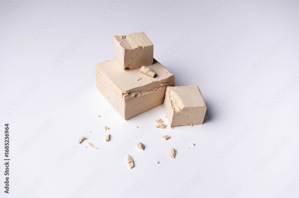 Fototapeta premium pressed yeast on a white background