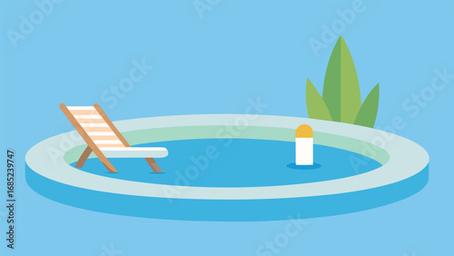 Minimalist Poolside Scene with Lounge Chair and Plant swimming pool deck chair