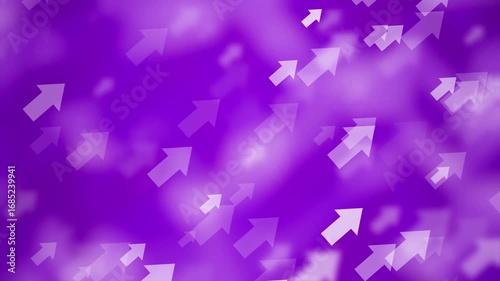 Business Purple background with arrows. 4K Loop.  Arrow growth diagonal direction, business success background.