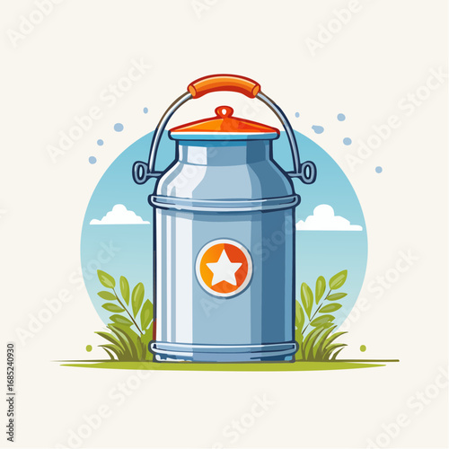 Rustic Metal Milk Can Illustration