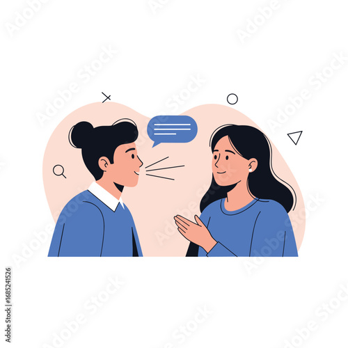 Two people are engaged in a conversation sharing ideas and thoughts actively communicating information