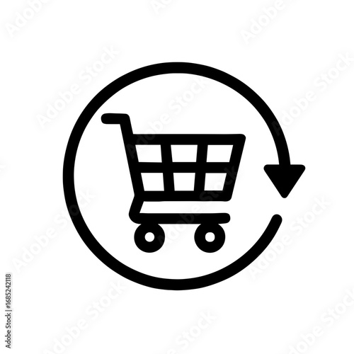 Shopping Cart Refresh Icon – Vector Symbol for Ecommerce, Repeat Orders, and Auto-Renewals