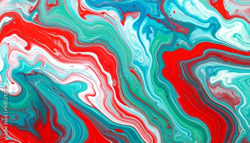 Abstract Background An intense, detailed abstract of swirling red, blue, and green, with a powerful, high-contrast, and dynamic liquid texture