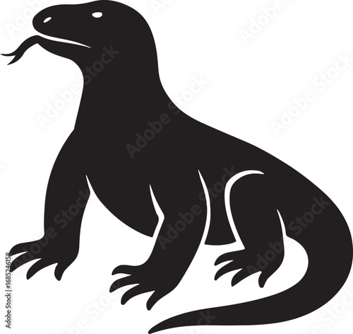 Komodo dragon silhouette vector illustration, perfect for wildlife, reptile, and nature designs.