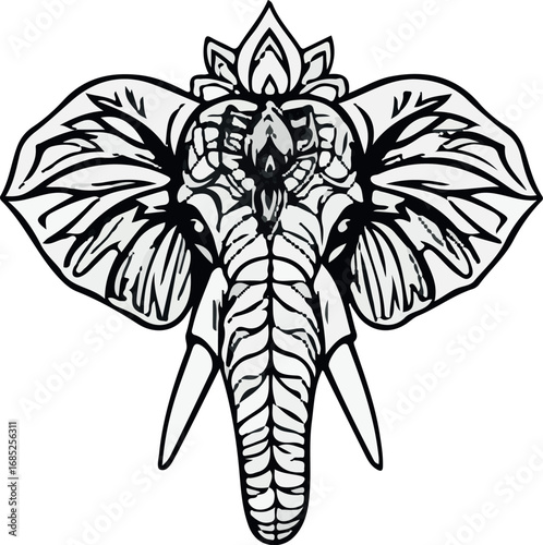 Elephant Head Vector Illustration Cover with decorations 