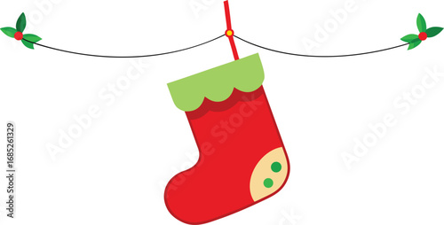 Christmas stocking isolated vector on transparent