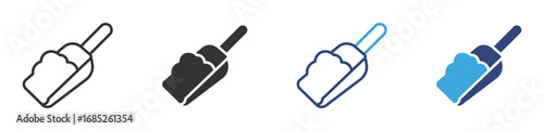 Scoop icon set in outline and flat style , vector illustration.