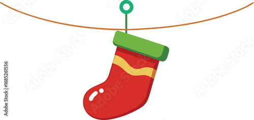 Christmas stocking isolated vector on transparent