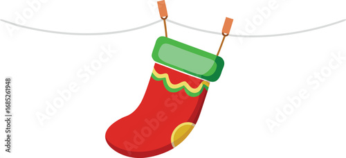 Christmas stocking isolated vector on transparent