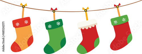 Christmas stocking isolated vector on transparent