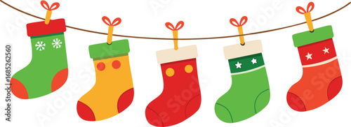 Christmas stocking isolated vector on transparent