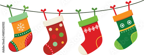 Christmas stocking isolated vector on transparent