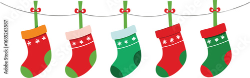 Christmas stocking isolated vector on transparent