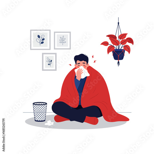 Man Feeling Sick at Home