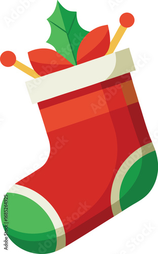 Christmas stocking isolated vector on transparent