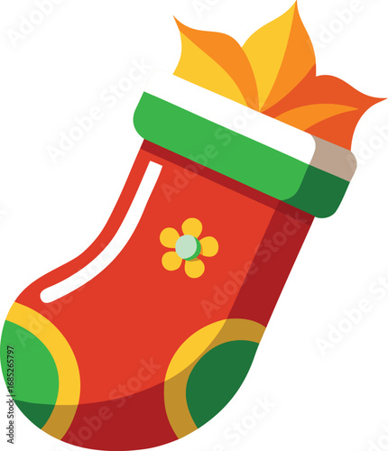 Christmas stocking isolated vector on transparent