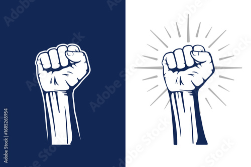 Fists Up Vector Hand Clenched Power Punch Strength Illustration