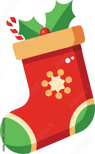 Christmas stocking isolated vector on transparent