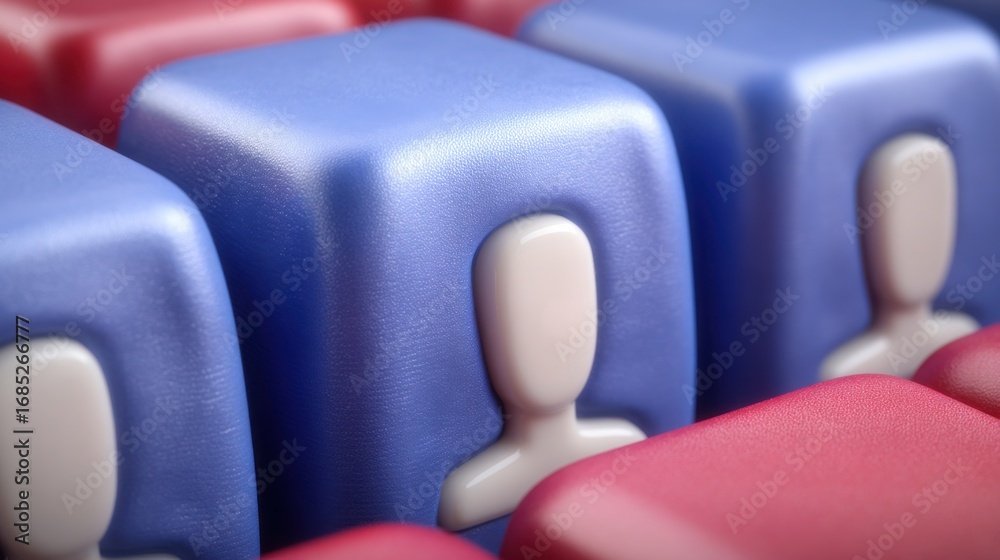Fototapeta premium A computer keyboard featuring bold blue and red keys illustrating a creative approach to user interaction