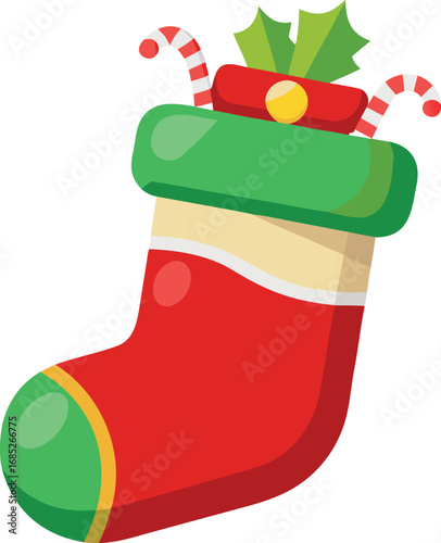 Christmas stocking isolated vector on transparent