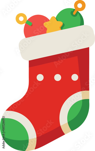Christmas stocking isolated vector on transparent