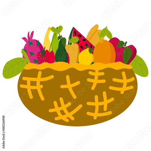 Basket Full Of Fresh Fruits