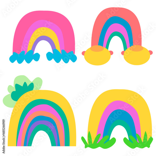 Cute Colorful Rainbow Vector Set