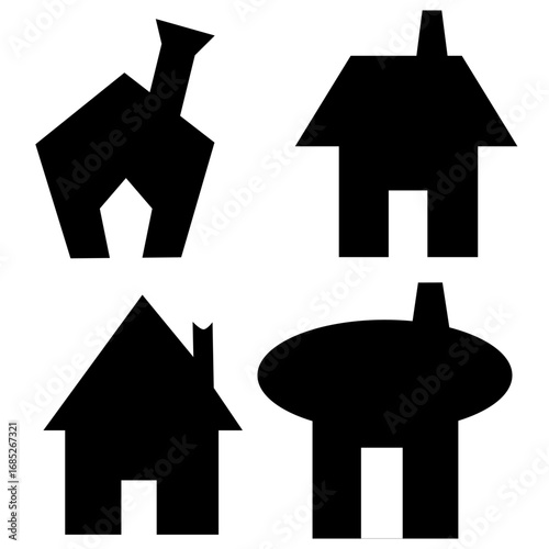 Black House And Building Silhouettes