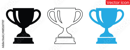 Trophy icons representing achievement, success, and victory in various colors,Trophy award cup icons collection in black. Contest and competition award symbol. Trophy cup icons, trophy cup award,