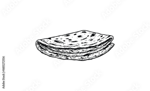 Hand-drawn pancake illustration. Vector retro hand drawn illustration