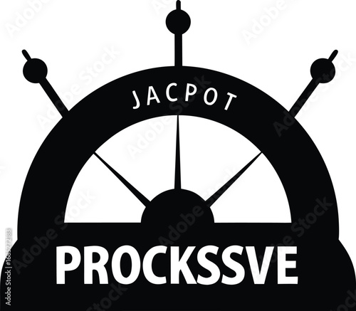 Black and white casino jackpot wheel vector icon