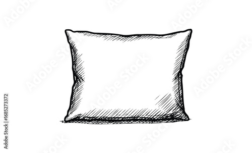 Hand-drawn sketch of a square pillow. Vector retro hand drawn illustration